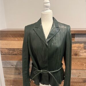 Rena Lange Forest Green Leather Jacket